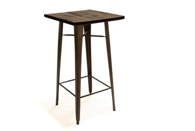RUSTIC METAL COCKTAIL TABLE WITH WOOD TOP