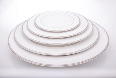 Silver Trim White China